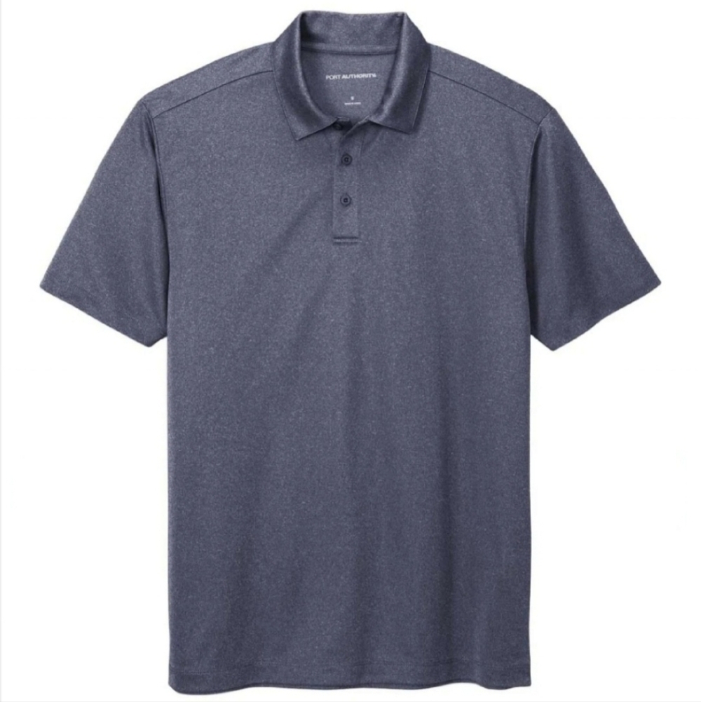 Port Authority Men's Navy Heathered Silk Touch Performance Polo - New With Tags